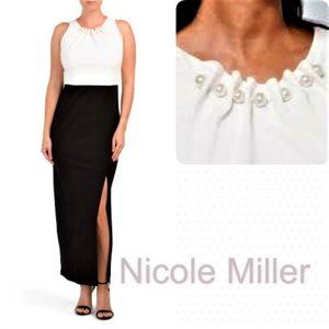 NICOLE MILLER Pearl Accented Maxi Dress